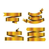 set of golden ribbons vector