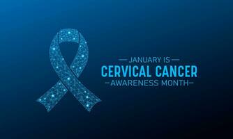 Cervical cancer awareness month is observed every year in january. Low poly style design. Vector template for banner, greeting card, poster with geometric background.