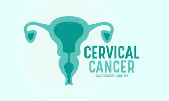 Cervical cancer awareness month is observed every year in january. January is cervical cancer awareness month. Vector template for banner, greeting card, poster with background. Vector illustration.