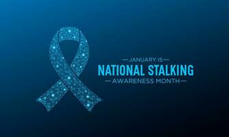 National stalking awareness month is observed every year in january. Vector template for banner, greeting card, poster with background. Vector illustration.