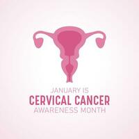 Cervical cancer awareness month is observed every year in january. January is cervical cancer awareness month. Vector template for banner, greeting card, poster with background. Vector illustration.