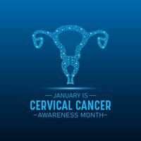 Cervical cancer awareness month is observed every year in january. Low poly style design. Vector template for banner, greeting card, poster with geometric background.