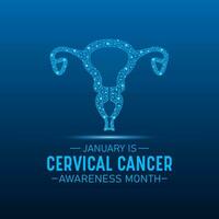 Cervical cancer awareness month is observed every year in january. Low poly style design. Vector template for banner, greeting card, poster with geometric background.