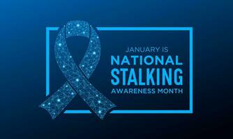 National stalking awareness month is observed every year in january. Vector template for banner, greeting card, poster with background. Vector illustration.