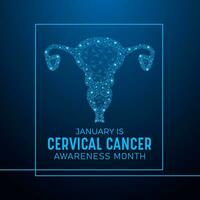 Cervical cancer awareness month is observed every year in january. Low poly style design. Vector template for banner, greeting card, poster with geometric background.