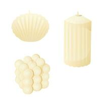 wax candles on a white background. realistic candles. vector