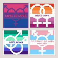 LGBTQ poster set. Banners for Pride month event. vector