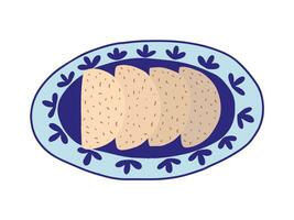 Qutab on plate vector Caucasian cuisine illustration