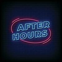 Neon Sign after hours with brick wall background vector