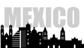 Silhouette of Mexico landmarks, vector illustration