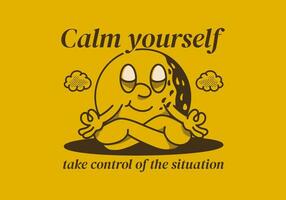 Calm yourself, take control of the situation. Mascot character of golf ball in meditation pose vector