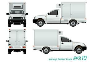 Pickup Truck with Refrigerator Container vector