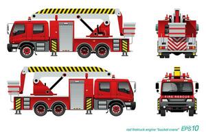 Red Firetruck with Bucket Crane vector