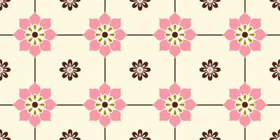 Abstract folk tile seamless pattern. Mediterranean retro design. Ethnic floral and geometric tile background, digital paper, wrapping paper. vector