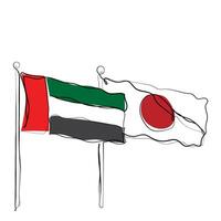 vector of Japan Flag with The United Arab Emirates, UAE Flag