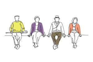 Isolated vector art of old people sitting together