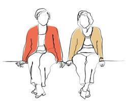 vector of old ladies seated together.