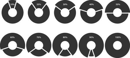 establecer iconos de gráfico circular. vector de diagrama de círculo. plantilla de logotipo de gráficos de gráficos de colección. diseño plano.