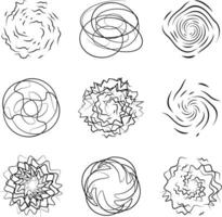 Abstract boom and swirl effect set logo design element silhouette vector