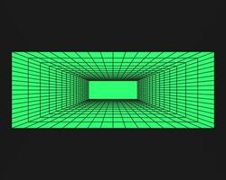Cyberpunk perspective tunnel. Cyber geometry y2k element. Isolated style on black background. Vector trendy illustration.