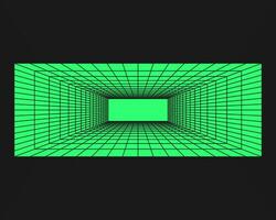 Cyberpunk perspective tunnel. Cyber geometry y2k element. Isolated style on black background. Vector trendy illustration.