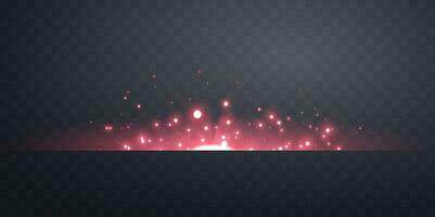 Red horizontal lensflare. Light flash with rays or spotlight and bokeh. Red glow flare light effect. Vector illustration.