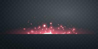 Red horizontal lensflare. Light flash with rays or spotlight and bokeh. Red glow flare light effect. Vector illustration.