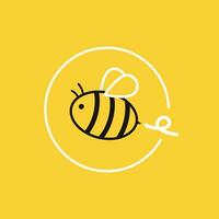 Bee logo design. Bee vector. bee cartoon character design. free space for text. vector