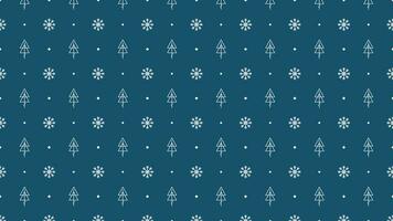 Christmas trees and snowflakes, seamless blue background. Vector, flat pattern with white Christmas trees and snowflakes on blue background. vector