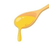 Honey on wood spoon vector. Honey  drop vector. vector