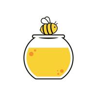 abeja logo diseño. abeja vector. abeja dibujos animados personaje diseño. gratis espacio para texto. vector