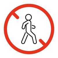 Prohibited entry for people, pedestrian danger sign. Symbol of person forbidden. Restriction on entrance and walk of people. Vector sign