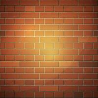 The red brick wall square format background template has a light spot in the center. Vector illustration EPS10.