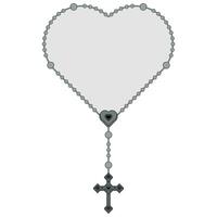 Vector design of heart shaped rosary, rosary with Christian cross, symbol of Catholic religion