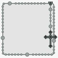 Vector design of frame for photography with Catholic rosary, rosary with Christian cross with square shape, symbol of the Catholic religion