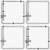 Vector design of frame for photography with Catholic rosary, rosary with Christian cross with square shape, symbol of the Catholic religion