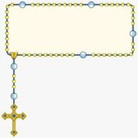 Vector design of frame for photography with Catholic rosary, rosary with Christian cross with square shape, symbol of the Catholic religion