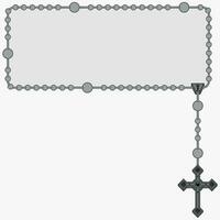 vector diseño de marco para fotografía con católico rosario, rosario con cristiano cruzar con cuadrado forma, símbolo de el católico religión