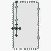Vector design of frame for photography with Catholic rosary, rosary with Christian cross with square shape, symbol of the Catholic religion