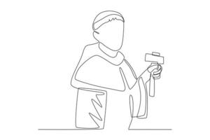 A pastor holds a gavel in the church vector