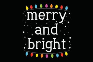 Merry And Bright Christmas Pajama Cute X-Mas Holiday T-Shirt Design vector
