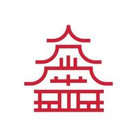 a red and white japanese pagoda logo vector
