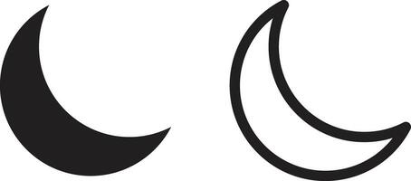 Luna icono conjunto en dos estilos aislado en blanco antecedentes vector