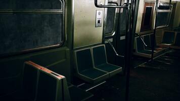 An empty subway car in the underground metro system photo