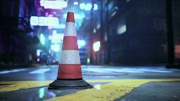 A traffic cone sitting on the side of a road photo