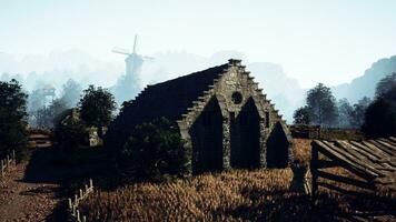 An old abandoned farm cottage on Bodmin Moor in Cornwall - vintage effect photo