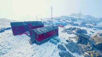 Antarctic research station in snow photo