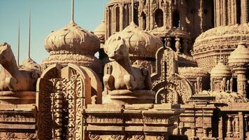 Intricate carvings on the walls of a majestic temple photo