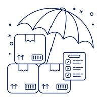cajas debajo paraguas, diverso icono vector