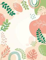 Design banner frame background .Colorful poster background vector illustration.Exotic plants, branches,art print for beauty, fashion and natural products,wellness, wedding and event.